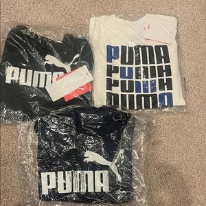 3- Puma Logo T-Shirts in Black, White, and Blue